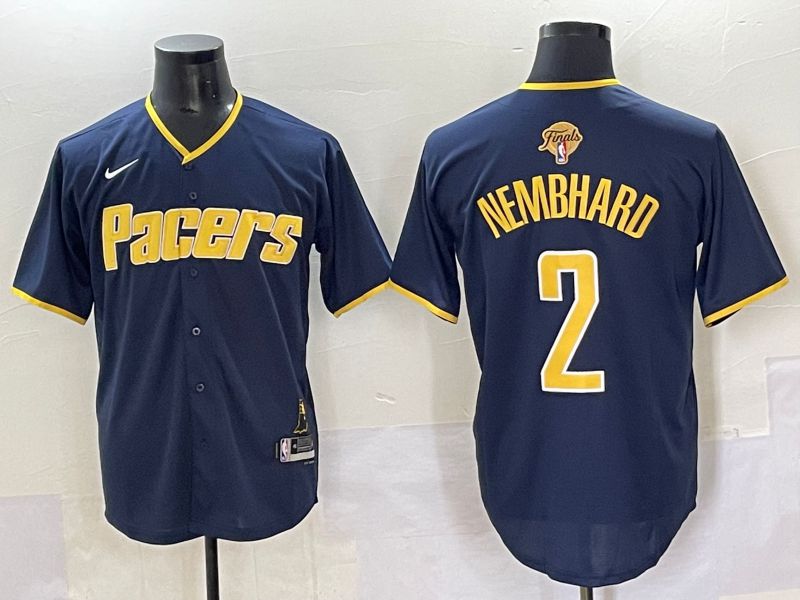 Men 2025 Indiana Pacers #2 Nembhard Blue Nike Joint Name NBA Jersey style 2
